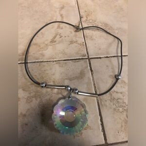 Disco Sphere Crystal Necklace with Black Cord- $30 or $25 w/offer 139A